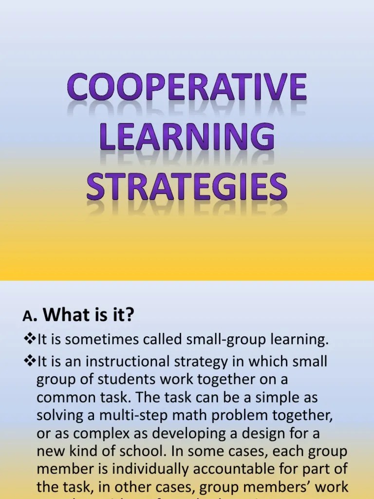Cooperative Learning Strategies Emergence Learning