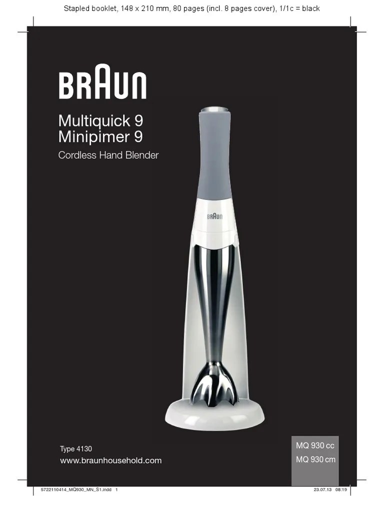 Braun Multiquick 9 Cordless Hand Blender MQ9 Manual