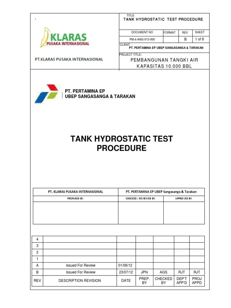 Hydrostatic Test Procedure f02011 Rev Bm