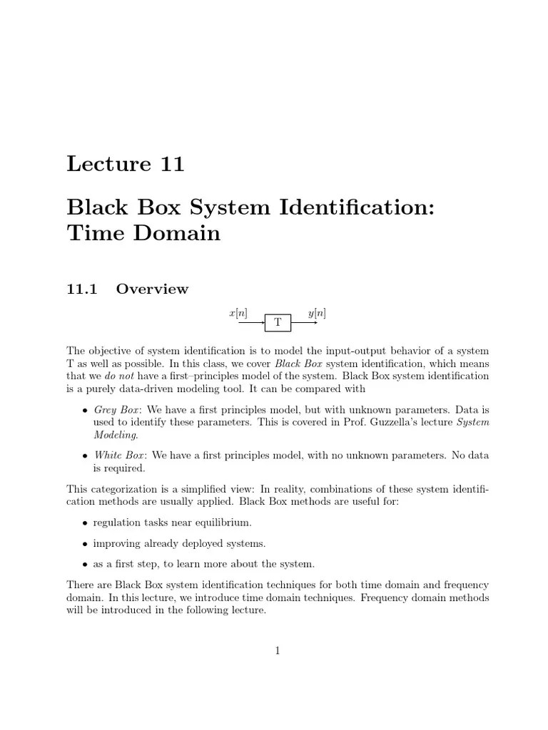 Black Box System Identification PDF Autocorrelation Errors And Residuals