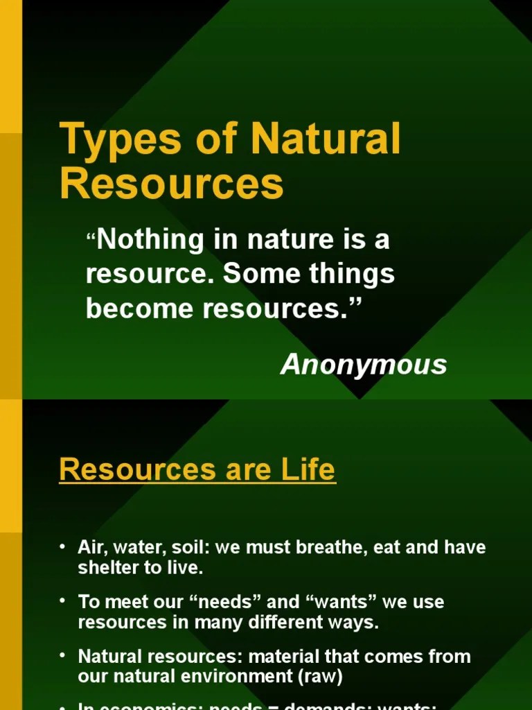 Types of Natural Resources PDF Renewable Resources Resource