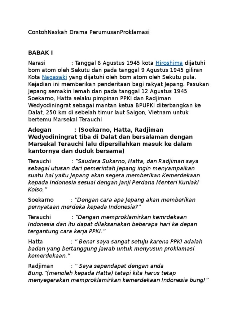 Contoh Naskah Drama Perumusan Proklamasi