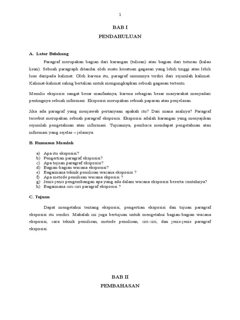 Makalah Paragraf Eksposisi