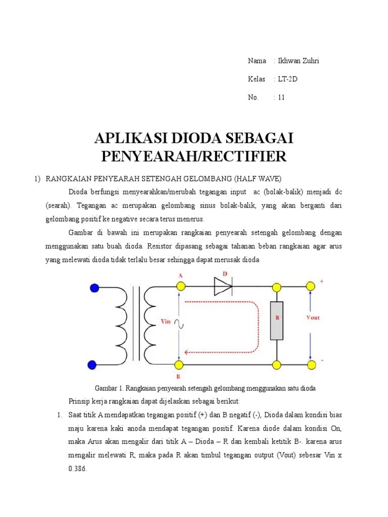 Aplikasi Dioda Sebagai Penyearah