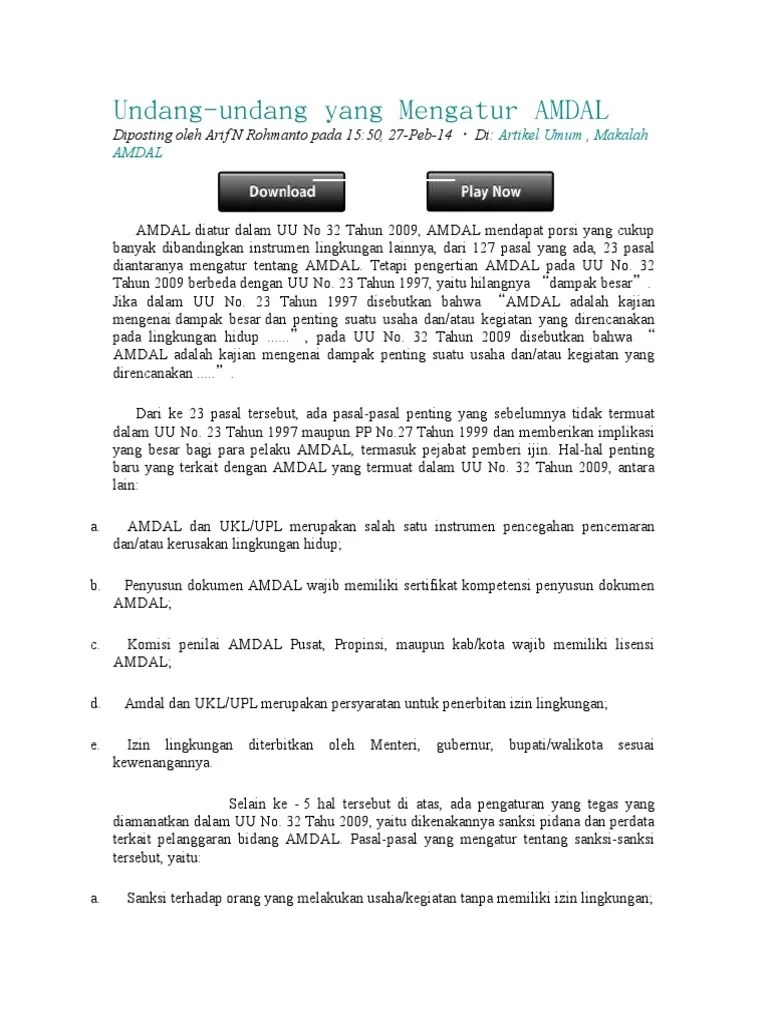 Undang-Undang Tentang AMDAL | PDF