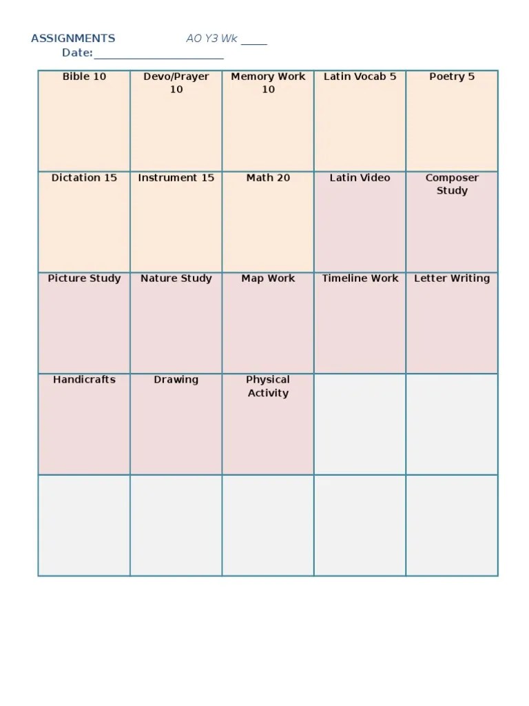 Weekly Grid Lesson Planner