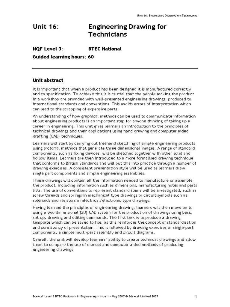 Engineering Drawing For Technicians PDF Technical Drawing