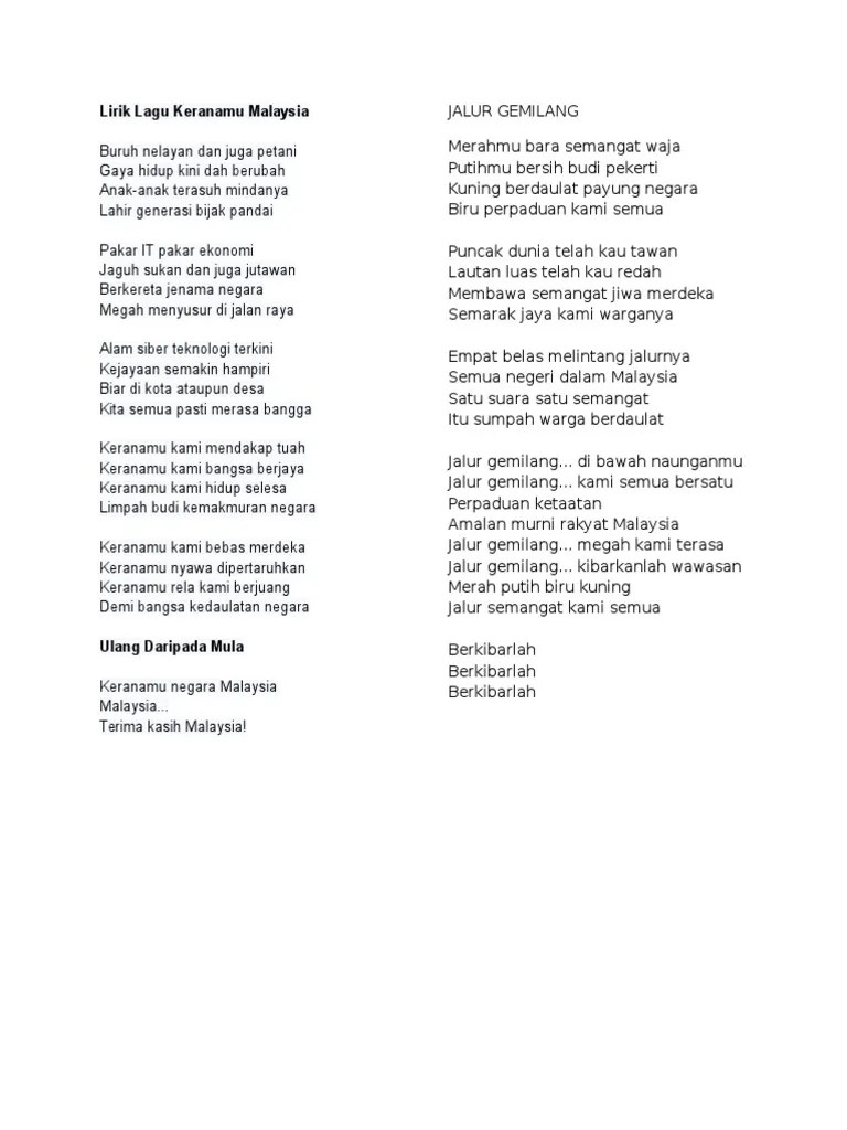 Lagu Patriotik Keranamu Malaysia Lirik