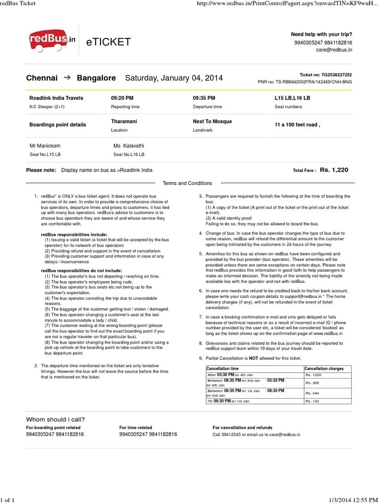 redBus Ticket1.pdf Ticket (Admission) Bus