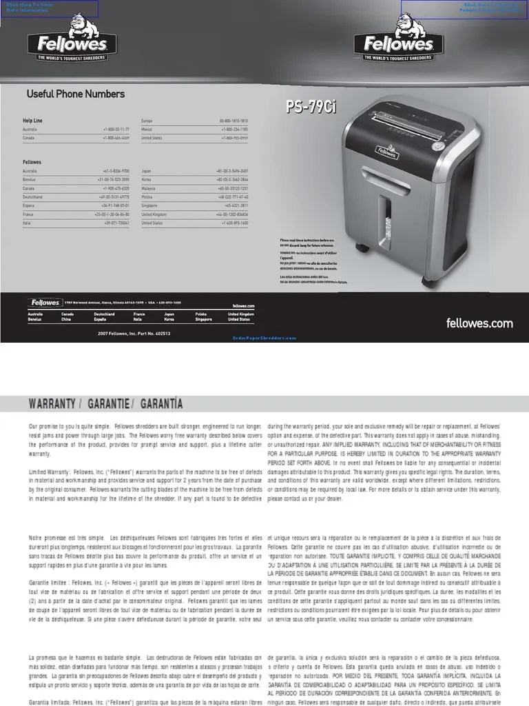 Fellowes Intellishred PS-79Ci Paper Shredder - 3227901 | PDF | Paper