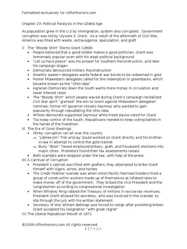 APUSH Chapter 23 Study Guide Reconstruction Era People's Party