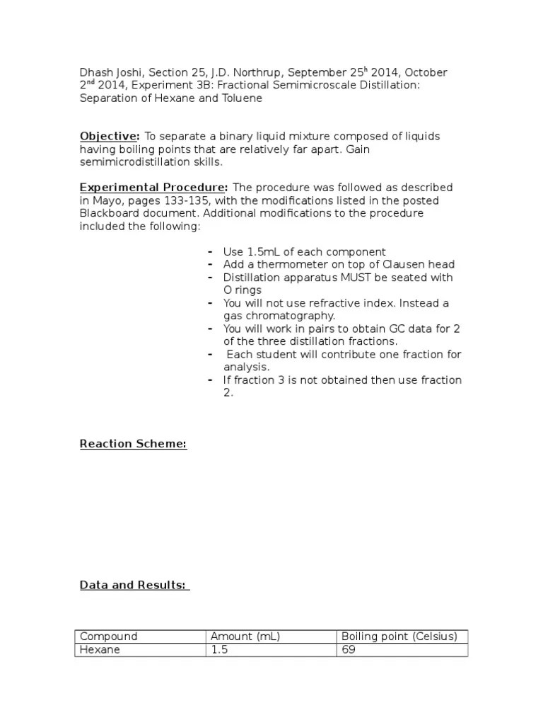 Gas Chromatography Lab Report