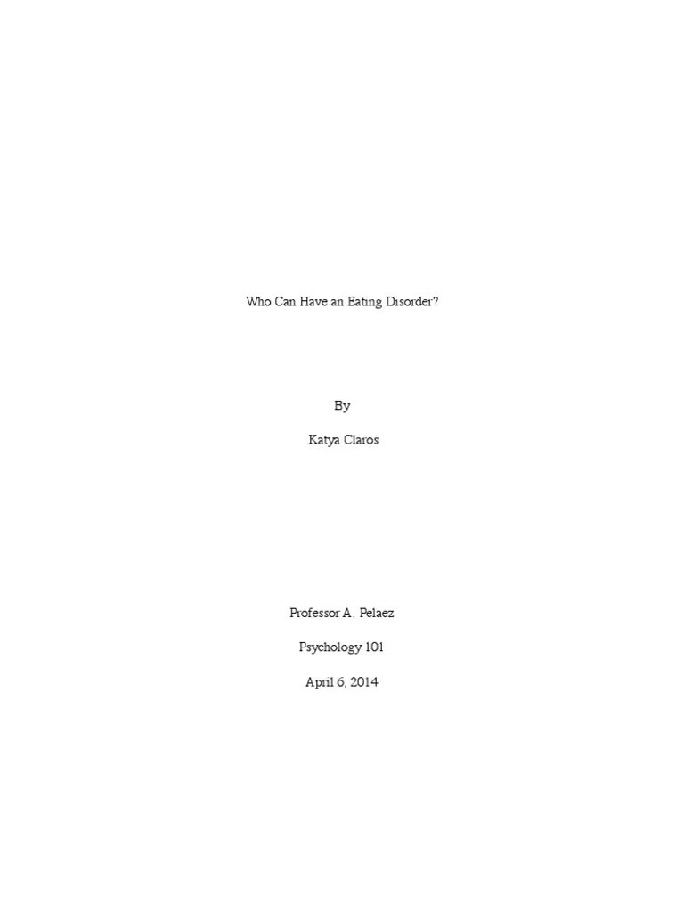 Eating Disorder Research Paper Psy 101 Eating Disorder Bulimia Nervosa