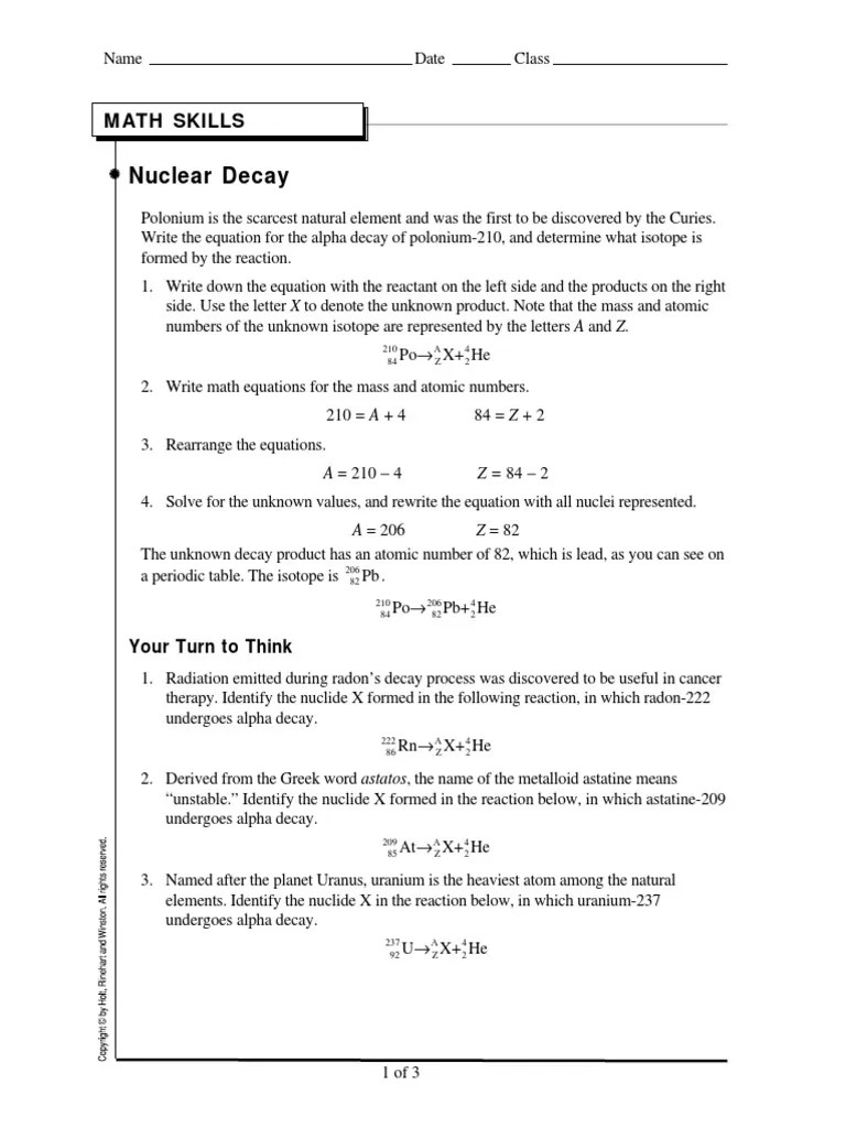 Nuclear Decay Gizmo Answer Key Page 3