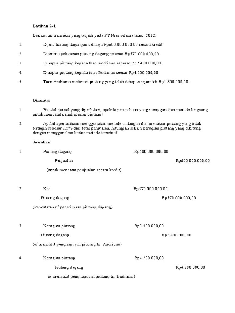 Contoh Soal Transaksi Penjualan Soal Kumplit