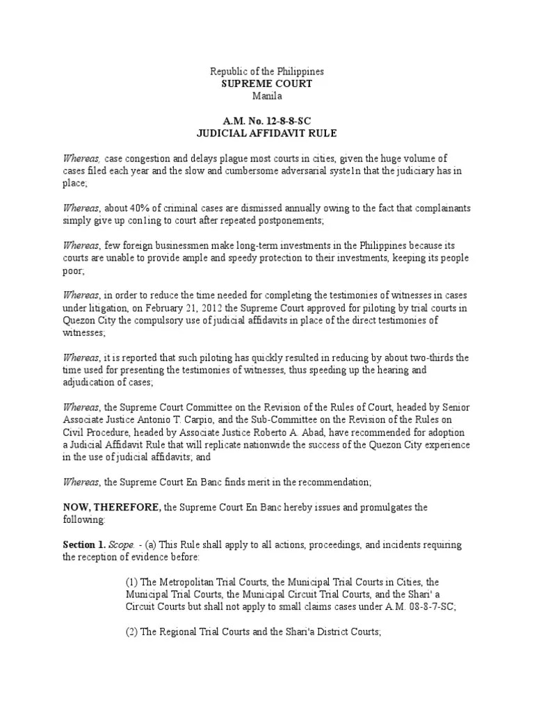 Judicial Affidavit Rule Research PDF Prosecutor Witness