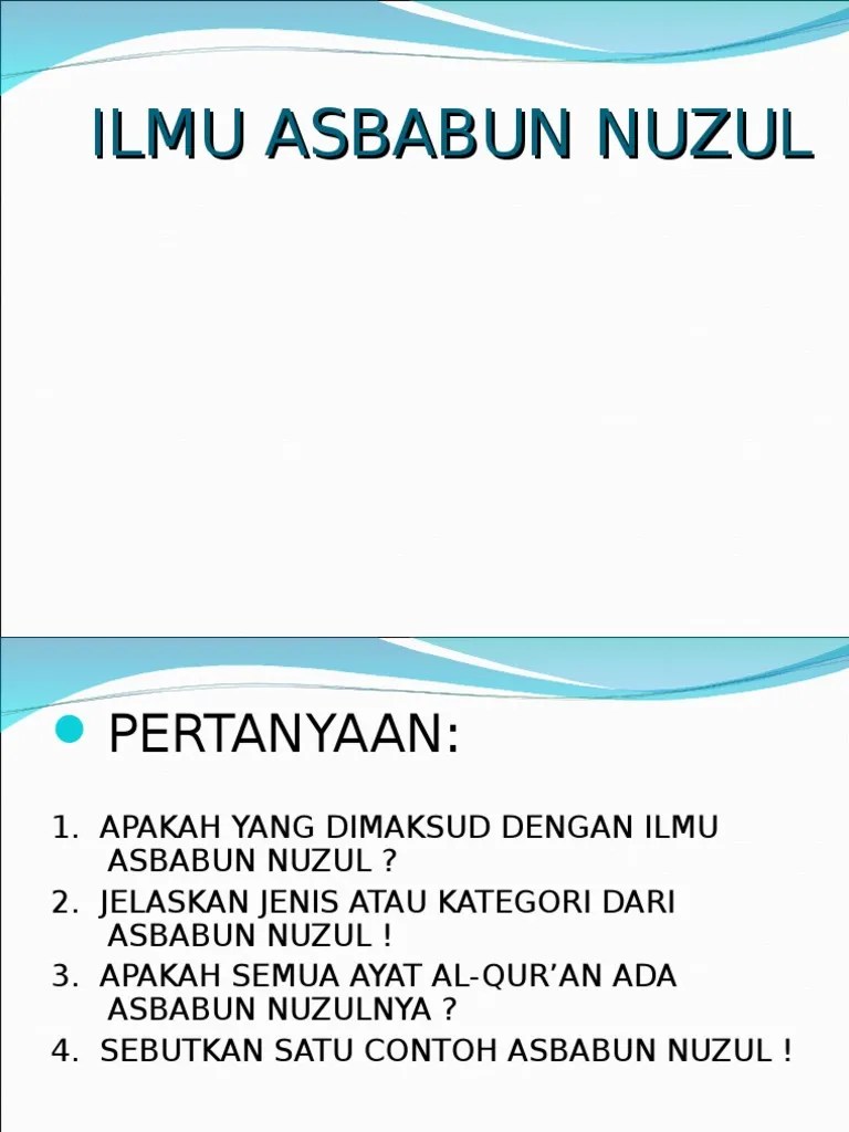 Pertanyaan Asbabun Nuzul – Beinyu.com
