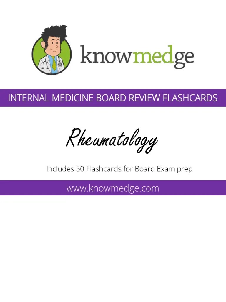 Rheumatology Internal Medicine Board Review Flashcards PDF Knee