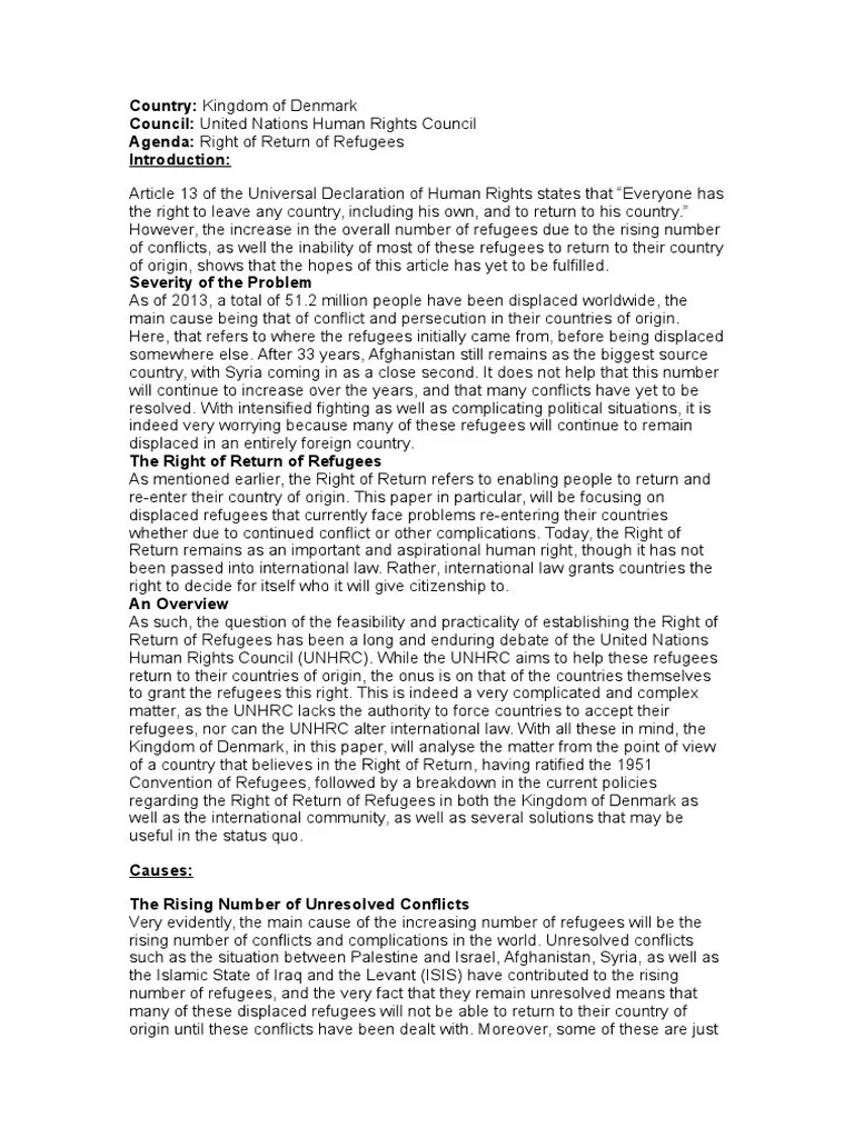 You may have to prepare this. Mun Position Papers Unrwa Refugee