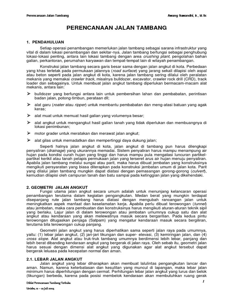 Refrensi (Awang Suwandhi)Perencanaan Jalan Tambang Awa