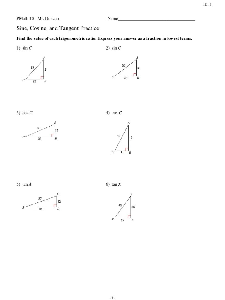 intro to trig worksheet Trigonometric Functions Sine Free 30day