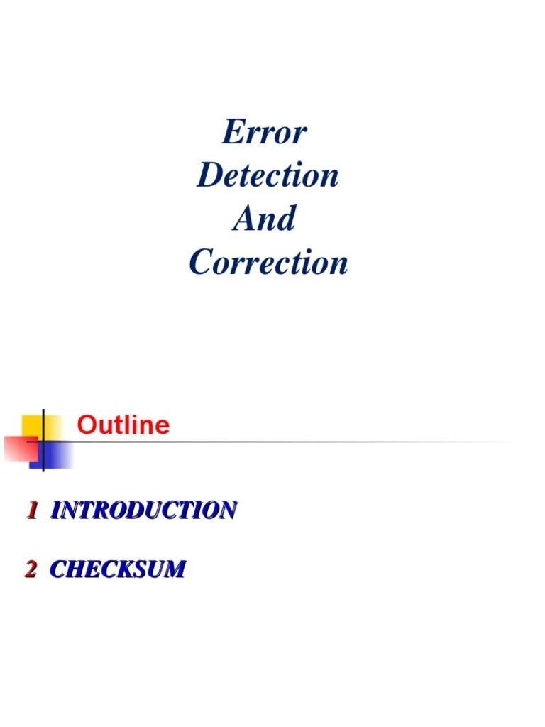 Error Detection and Correction PDF Error Detection And Correction