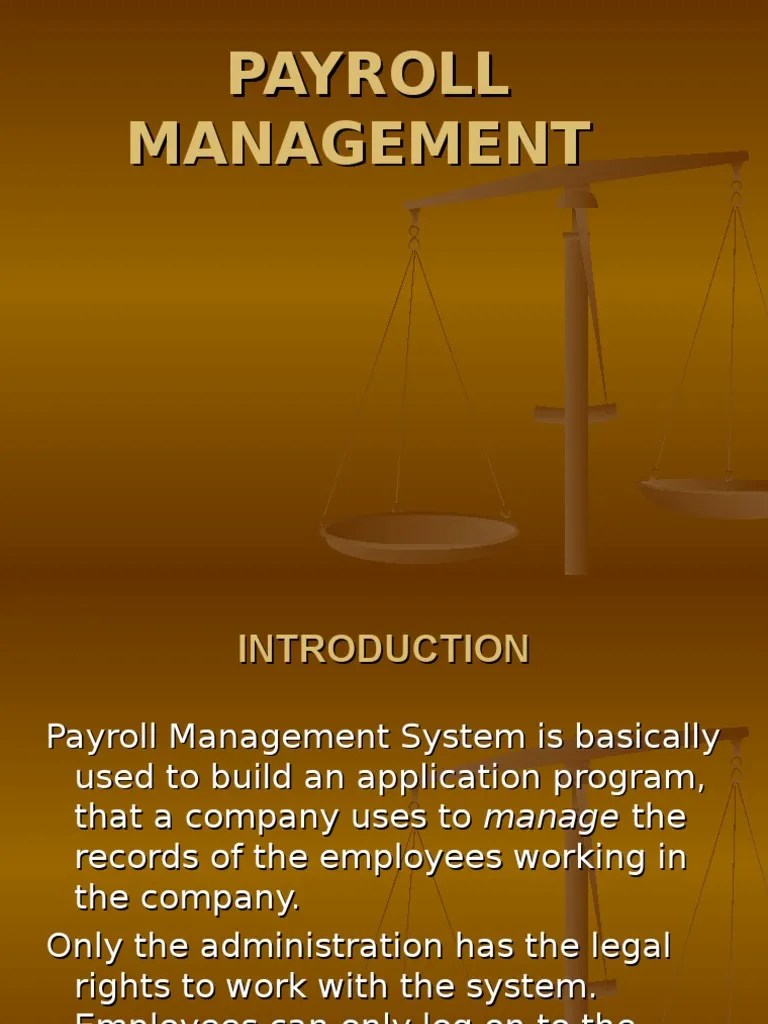 Payroll Management System Project PPT Payroll Information
