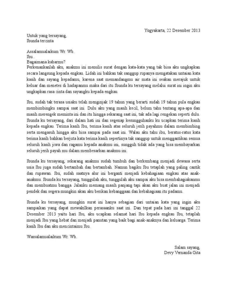 Surat Untuk Ibu Yang Tersayang | PDF