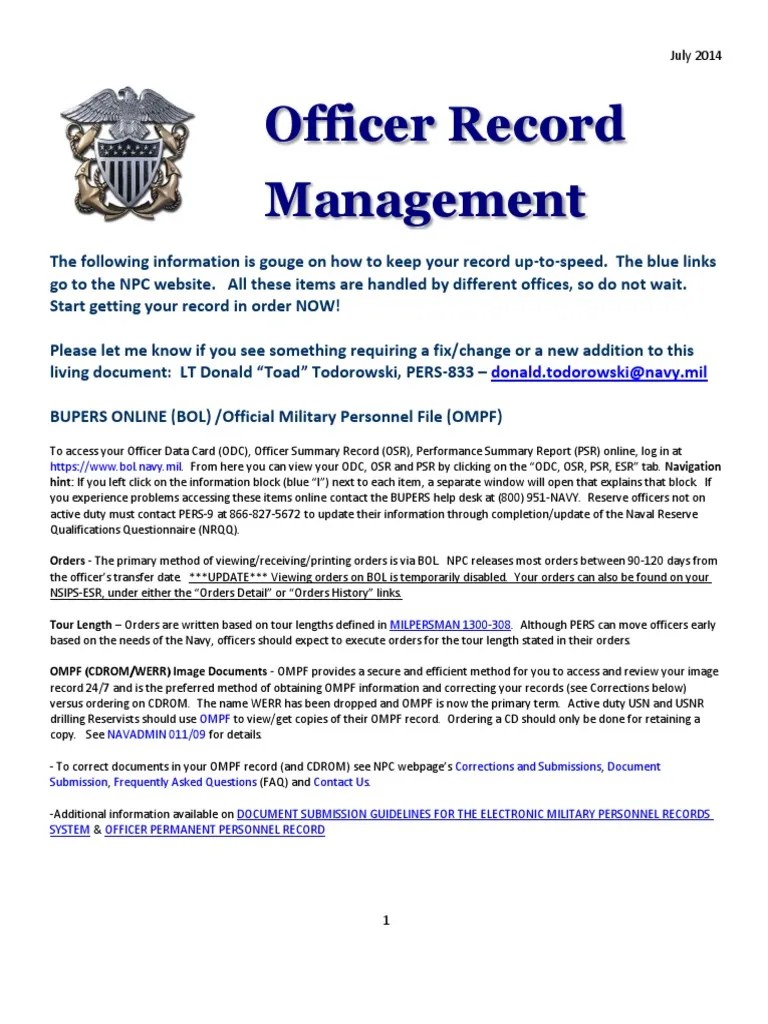 officer record management brief (updated july14) Email Social