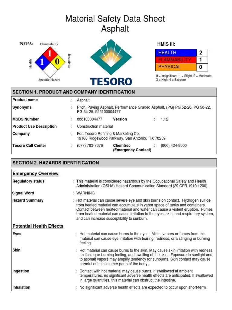 Asphalt MSDS PDF Firefighting Fires