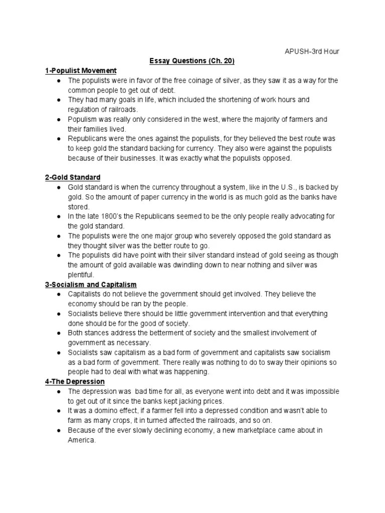 APUSH Chapter 20 PDF Great Depression Populism