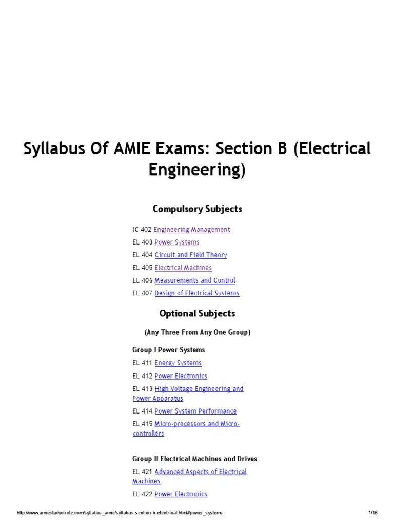 AMIE Syllabus_ Electrical Engineering Transmission Line Power Inverter