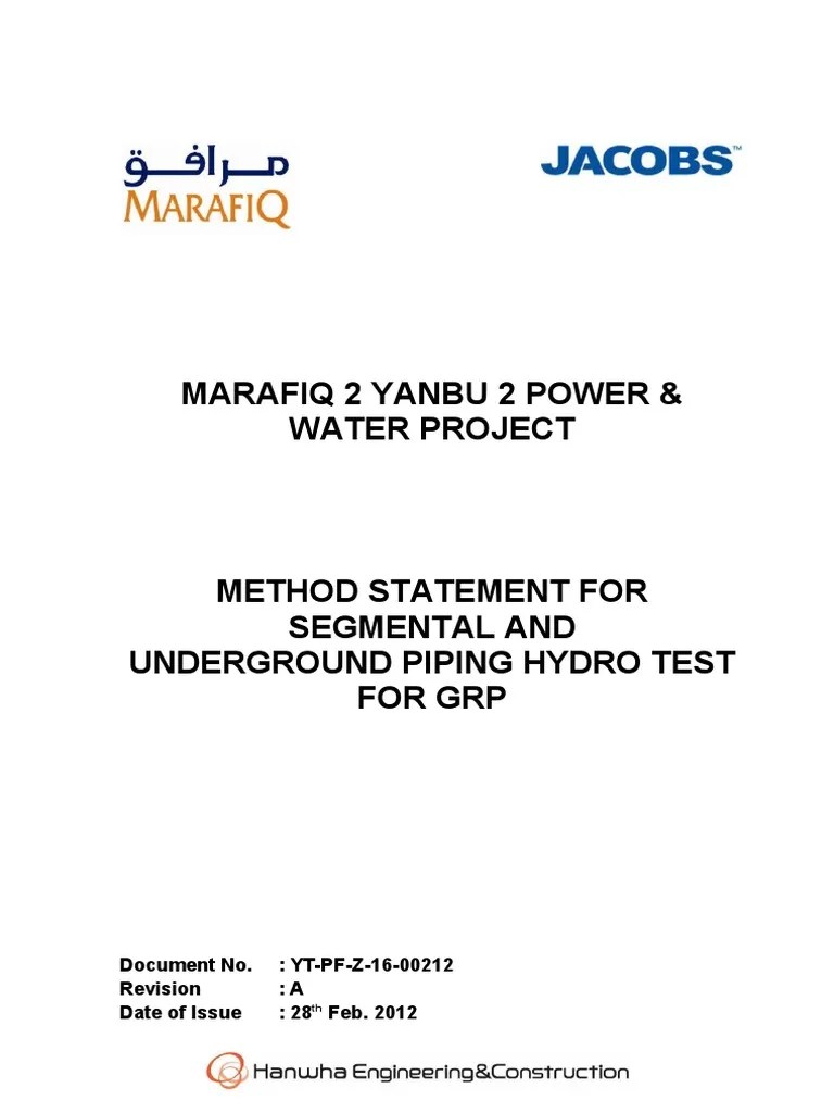 Hydrotest Method Statement 12th Mar 2012 1 Download Free PDF