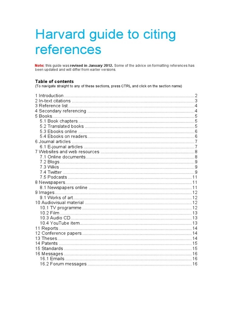 Harvard Reference Guide Citation Information Science