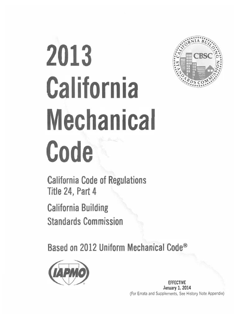2013 California Mechanical Code Furnace Chimney