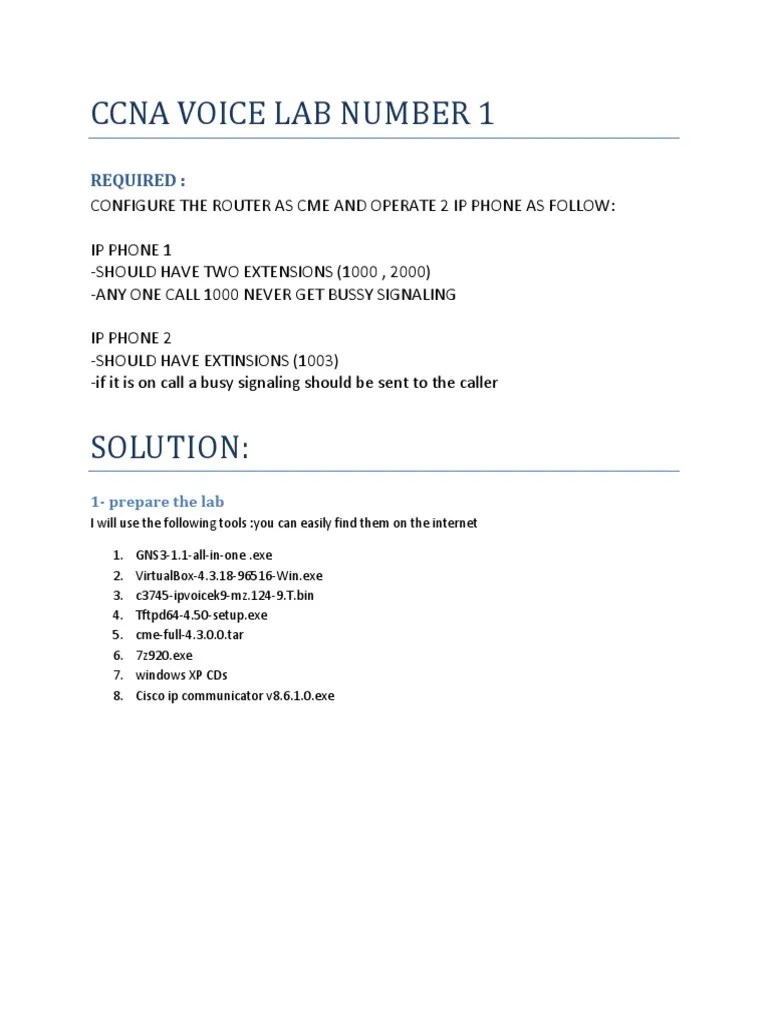 CCNA Voice Lab PDF Ip Address Cisco Certifications