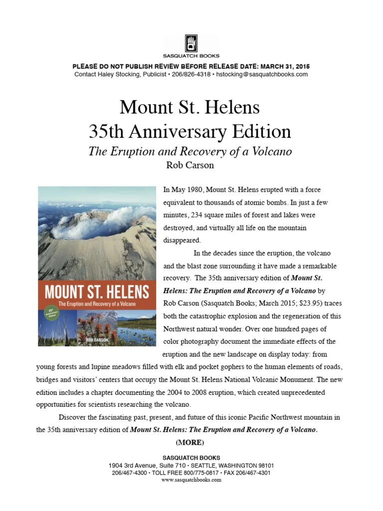 Mount St. Helens The Eruption and Recovery of A Volcano PDF