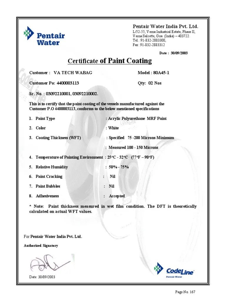 Paint Certificate 80A451