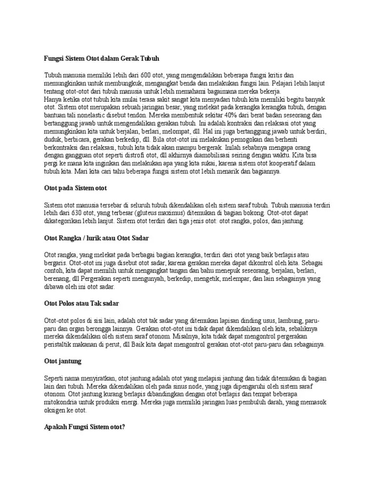 Fungsi Sistem Otot Dalam Gerak Tubuh | PDF