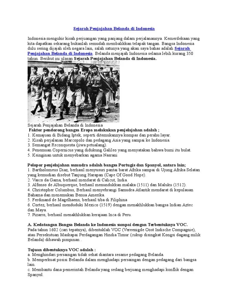 Sejarah Penjajahan Belanda Di Indonesia