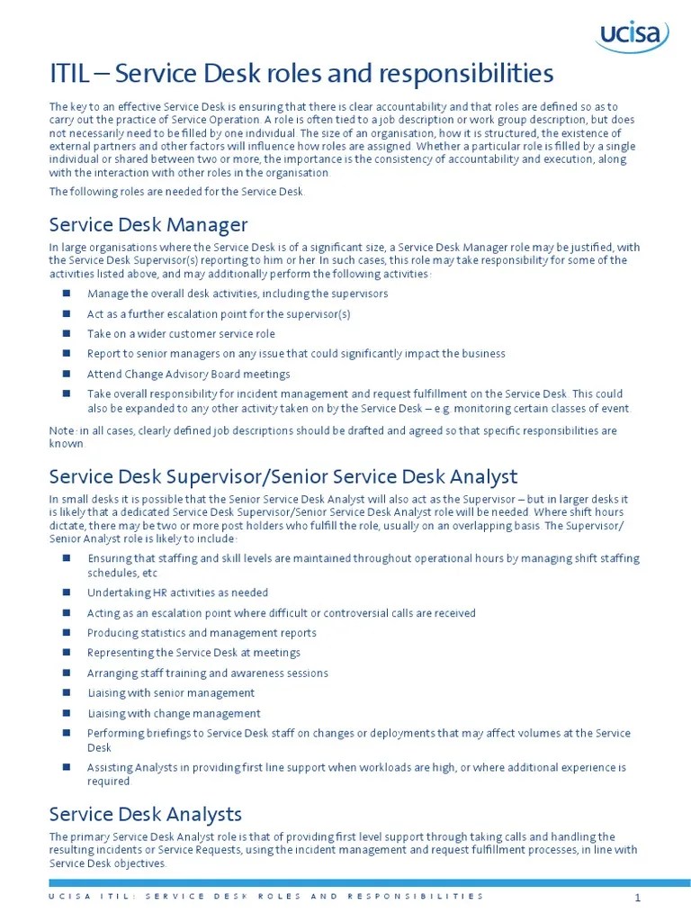 ITIL_Service Desk Roles Incident Management Accountability Free