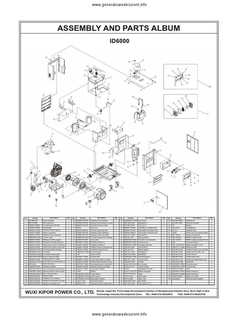 Schema Generator Curent Kipor Id6000 | PDF | Pipe (Fluid Conveyance