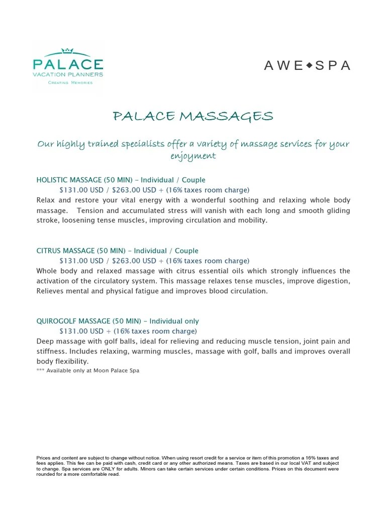 Spa Menu With Descriptions 2015 Massage Spa Free 30day Trial