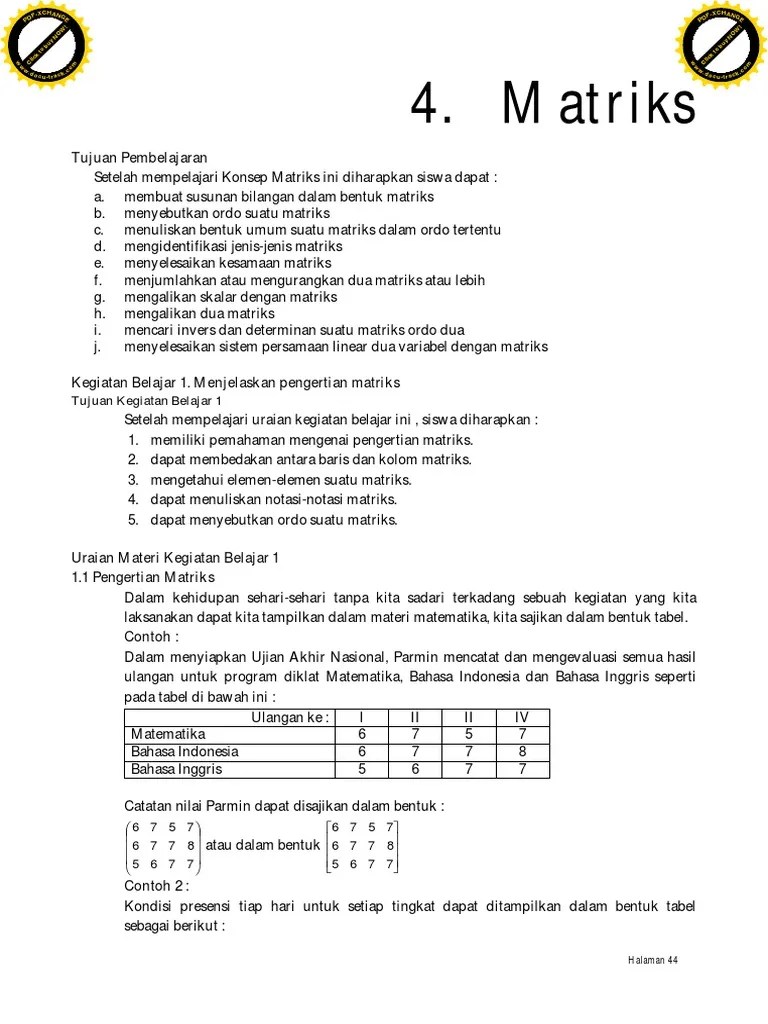 Contoh Soal Cerita Matriks Dalam Kehidupan Sehari-hari