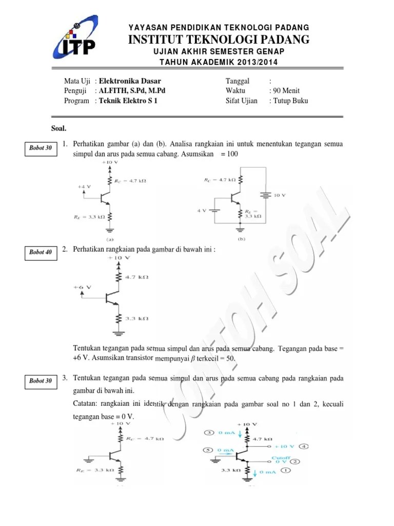 5. Contoh Soal UAS Elektronika Dasar