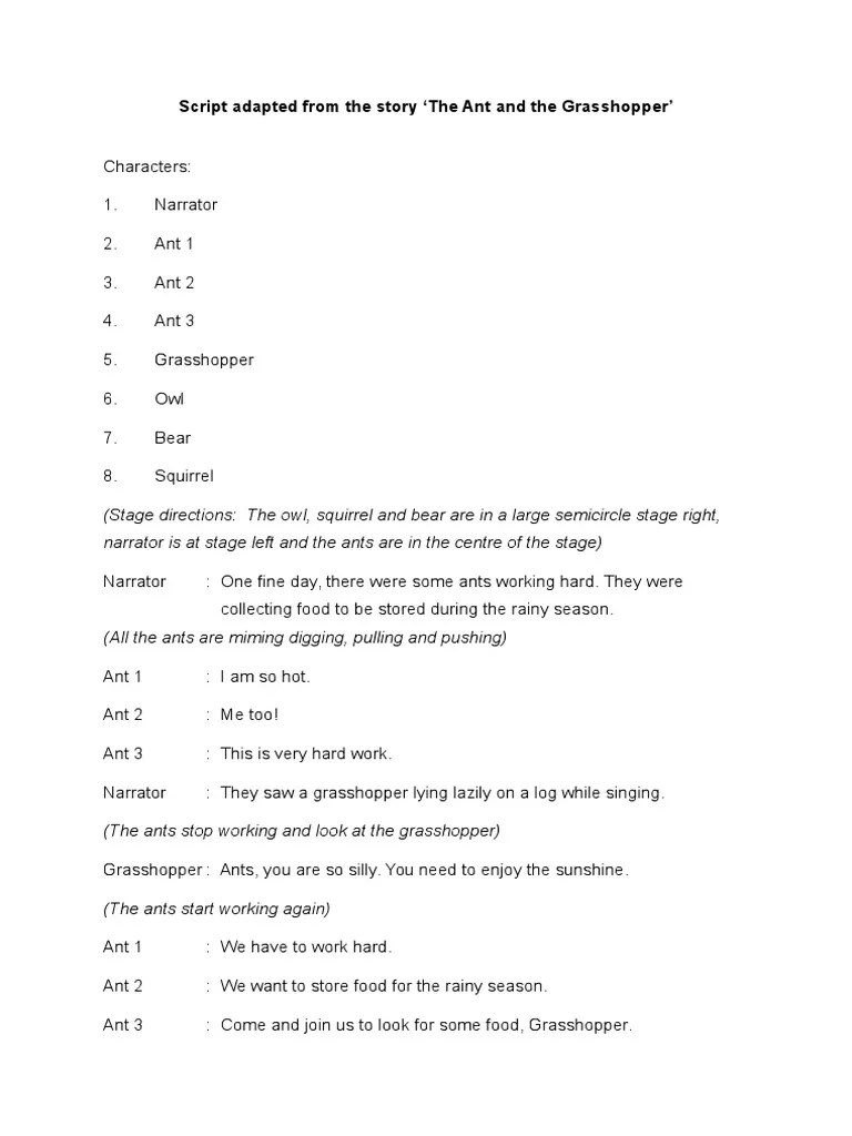 Story and Script of Ant and PDF Leisure