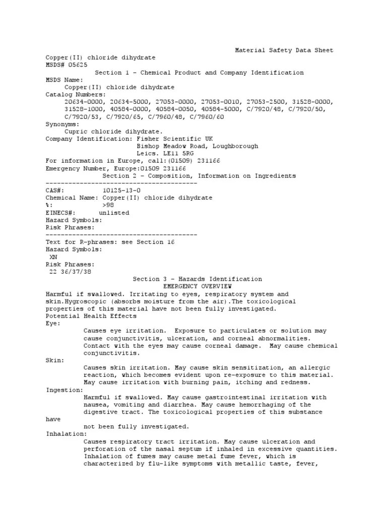 MSDS copper(II) chloride.pdf Personal Protective Equipment