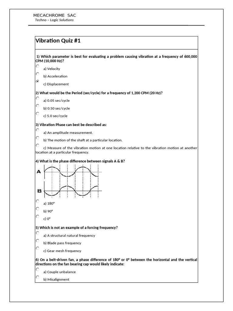 Vibration Quiz PDF Motion (Physics) Mechanical Engineering