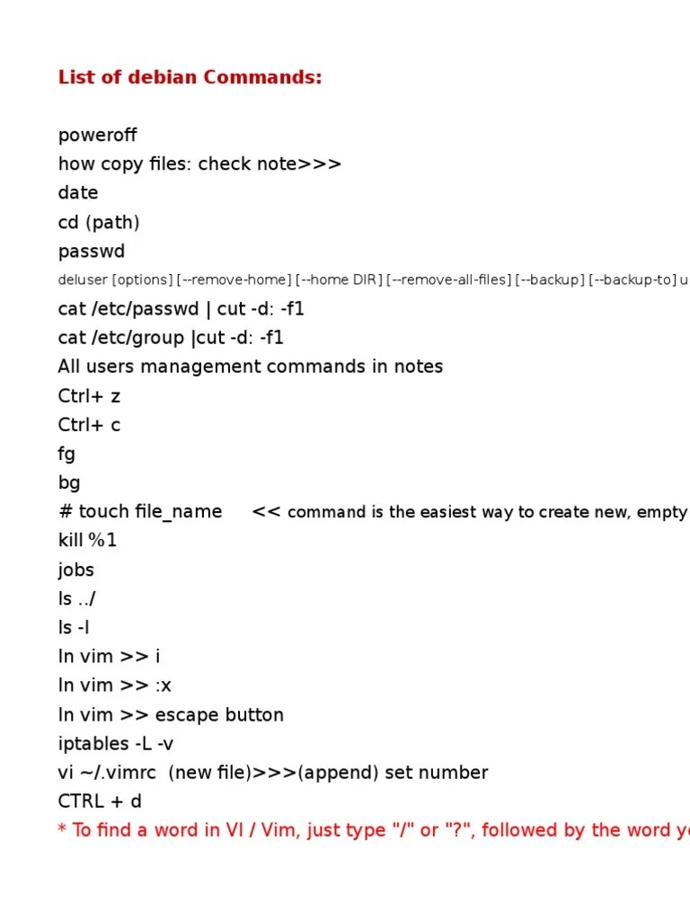 List of important debian Commands.xlsx Directory