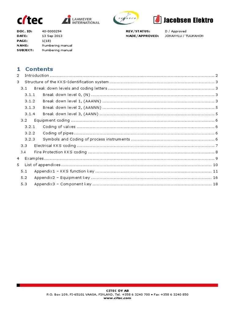 KKS Component Coding Manual 40-0000294 - D - 002 PDF | PDF